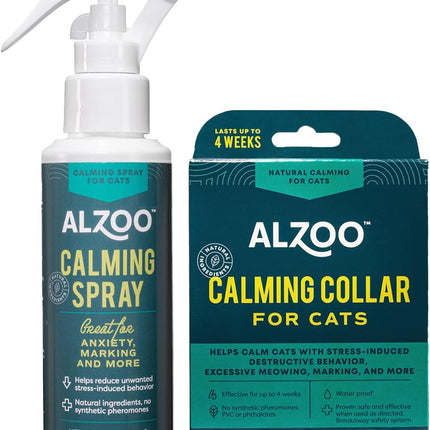 ALZOO Calming Cat Collar and Spray Bundle