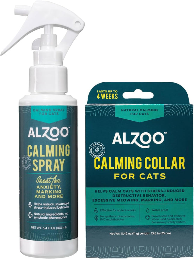 ALZOO Calming Cat Collar and Spray Bundle