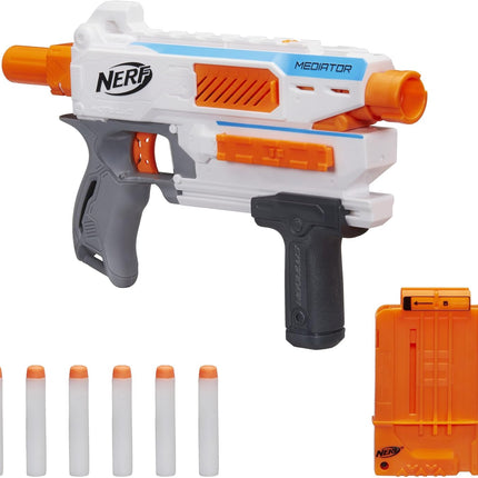 Nerf Modulus Mediator Blaster -- Fires 6 Darts in a Row, Pump Action, Slam Fire, Includes 6-Dart Clip and 6 Official Nerf Elite Darts (Amazon Exclusive)