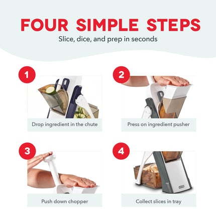DASH Safe Slice® Mandoline Slicer, Julienne + Dicer for Vegetables, Meal Prep & More with 30+ Presets & Thickness Adjuster - Grey
