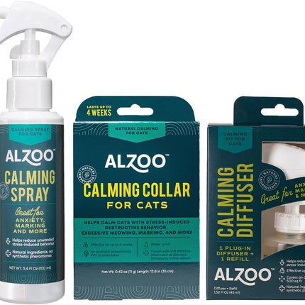 ALZOO Calming Cat Spray, Collar and Diffuser Bundle