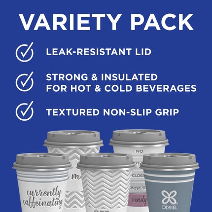 Dixie To Go Paper Coffee Cups With Lids, 12 oz, 156 ct, Disposable Insulated Paper Cups for On-The-Go Hot or Cold Beverages