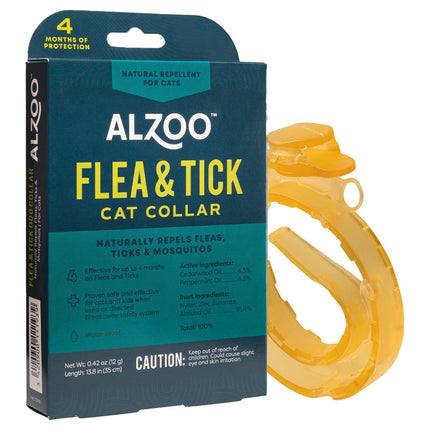 ALZOO Natural Flea & Tick Cat Collar, Helps Repel Fleas, Ticks & Mosquitoes, Plant-Based Active Ingredients, Phthalates and PVC Free, Up to 8 Months Protection, Pack of 2