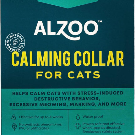 ALZOO Calming Collar for Cats, Helps Calm Pets During Thunder, Fireworks, Separation Anxiety & More, Effective Up to 4 Weeks, 100% Plant-Based Active Ingredients