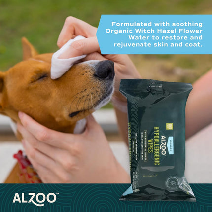 ALZOO Hypoallergenic Bundle for Dogs, Grooming Wipes and Sensitive Shampoo, 100% Plant-Based Active Ingredients, Made in USA