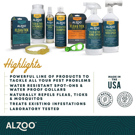ALZOO Natural Flea & Tick Squeeze-On for Dogs, Helps Repel Fleas, Ticks & Mosquitos, Up to 3-Months Protection, Plant-Based Active Ingredients, Water-Resistant, 3 EZ-On Applicators Per Pack