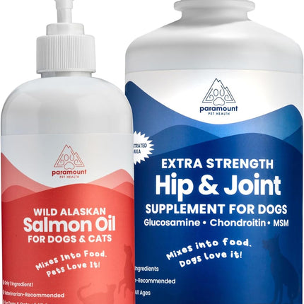 Paramount Pet Health Premium Joint & Coat Care Bundle for Large Dogs: Concentrated Glucosamine + Wild Alaskan Salmon Oil