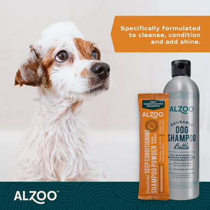 ALZOO Concentrated Shampoo Powder for Dogs, Specially Formulated for Dogs with Sensitive Skin, 100% Plant-Based Active Ingredients, Vanilla Fragrance, Pack of 2