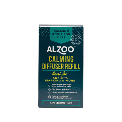 ALZOO Calming Diffuser Refill for Cats, Helps Reduce Unwanted Stress-Induced Behavior, 100% Plant-Based Active Ingredients, Covers Up to 500 Sq. Ft, 1.52 Fl. Oz.