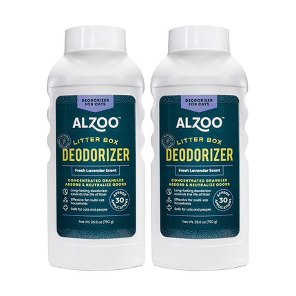 ALZOO Cat Litter Deodorizer, Concentrated Granules Absorb & Help Neutralize Odors, 100% Plant-Based Active Ingredients, Up to 30 Uses, Island Paradise Scent, 26.6 Oz., Pack of 2