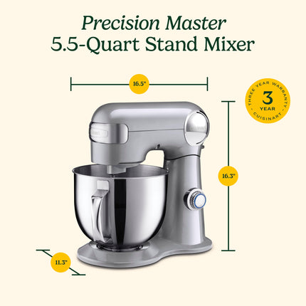 Cuisinart SMD-50CRM Precision Pro 5.5-Quart Digital Stand Mixer with 12-Speeds, 3 Preprogrammed Food Prep Settings, Mixing Bowl, Chef's Whisk, Flat Mixing Paddle, Dough Hook, and Splash Guard, Cream