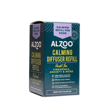 ALZOO Calming Diffuser Kit for Dogs, Includes 1 Plug-in Diffuser & 1 Refill, Helps Reduce Unwanted Stress-Induced Behavior, 100% Plant-Based Active Ingredients, Covers Up to 500 Sq. Ft, 1.52 Fl. Oz.