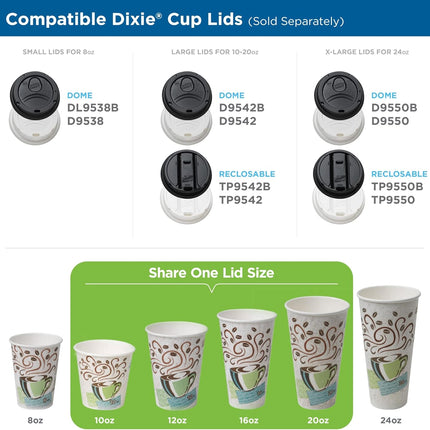 Dixie® PerfecTouch® Insulated Hot Cups, 12 oz, Coffee Haze, 500 Count (25 Cups Per Pack, 20 Packs Per Case)