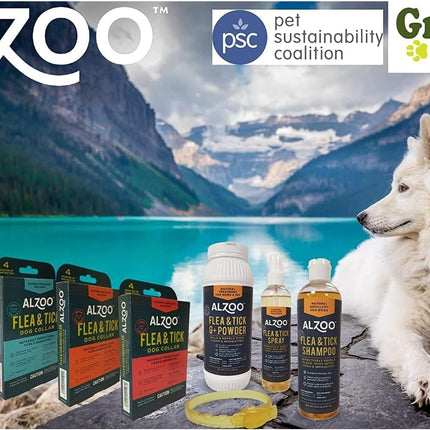 ALZOO Natural Flea & Tick Dog Collar - Helps Repel Fleas, Ticks & Mosquitoes - 100% Plant-Based Active Ingredients - Waterproof - Up to 4 Months Protection - Medium-Sized Dogs: 16-40 lbs - Single