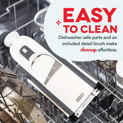 DASH Safe Slice® Mandoline Slicer, Julienne + Dicer for Vegetables, Meal Prep & More with 30+ Presets & Thickness Adjuster - Grey