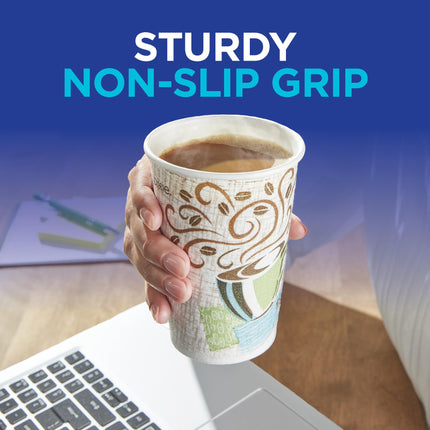 Dixie PerfecTouch 12 oz Paper Coffee Cups By GP PRO, Coffee Haze Design, 500 Count (25 Disposable Cups Per Sleeve, 20 Sleeves Per Case), 5342DX