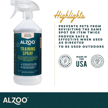 ALZOO Outdoor Training Spray for Dogs, Helps Correct Destructive Behavior Like Marking & Chewing On Outdoor Areas, 100% Plant-Based Active Ingredients, 32 Fl. Oz. Spray Bottle