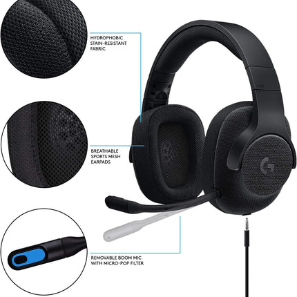 Logitech G433 7.1 Wired Gaming Headset with DTS Headphone: X 7.1 Surround for PC, PS4, PS4 PRO, Xbox One, Xbox One S, Nintendo Switch – Triple Black