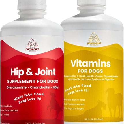 Complete Dog Wellness Bundle: Liquid Glucosamine & Liquid Vitamins for Joint Health & Vitality