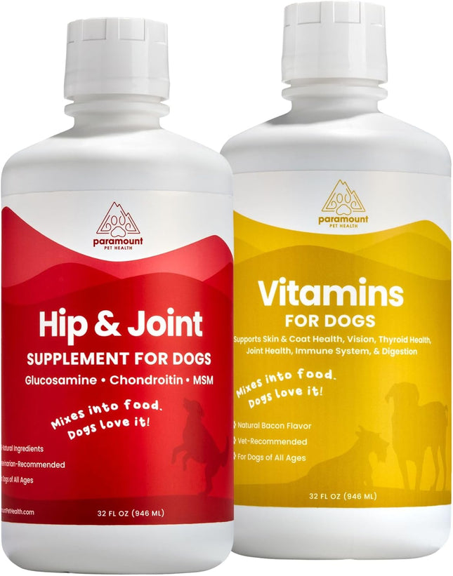 Complete Dog Wellness Bundle: Liquid Glucosamine & Liquid Vitamins for Joint Health & Vitality