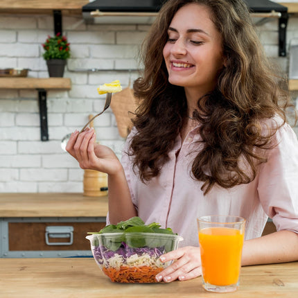 Ruthy's Outlet Plastic Salad Bowls W/Airtight Dome Lids Disposable - Clear Serving Bowls | BPA-Free | Leak-Proof | Meal Prep, Catering, Parties, Takeout, To-Go & Food Storage (50 Pack, 24, Ounce)