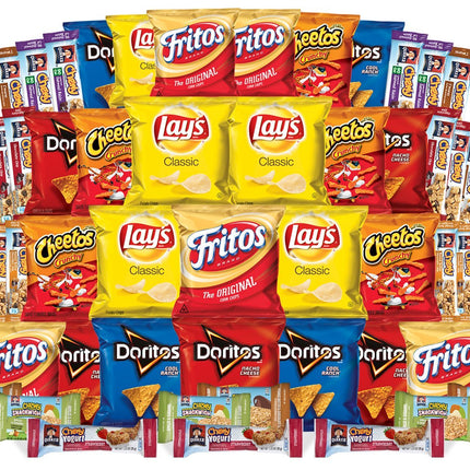 Frito-Lay and Quaker Lunch Box Builder, Variety Box of Chips, Snacks, and Chewy Bars, 50 Count Mix