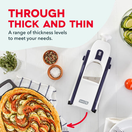 DASH Safe Slice® Mandoline Slicer, Julienne + Dicer for Vegetables, Meal Prep & More with 30+ Presets & Thickness Adjuster - Grey
