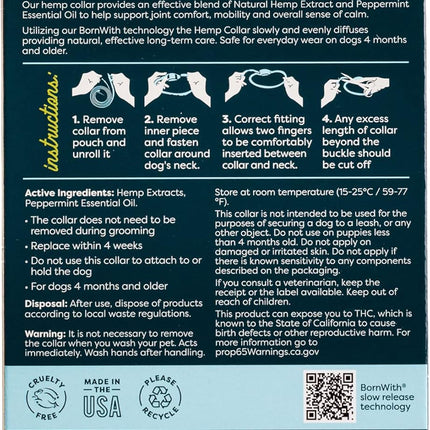 ALZOO Premium Hemp 2-in-1 Mobility & Calming Collar for Dogs, Helps Support Mobility & A Healthy Response to Stress for Up to 4 Weeks, Waterproof