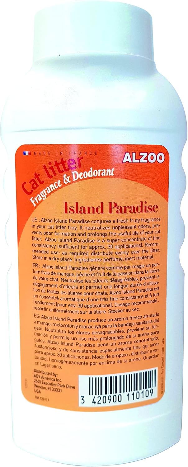 ALZOO Cat Litter Deodorizer, Island Paradise Scent - Neutralize and prevent odor formation -- Prolong the life of your litter -- 26 oz - about 30 uses