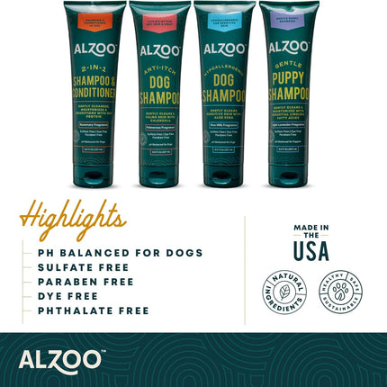 ALZOO Puppy Bundle, Grooming Wipes and Gentle Puppy Shampoo, 100% Plant-Based Active Ingredients, Made in USA