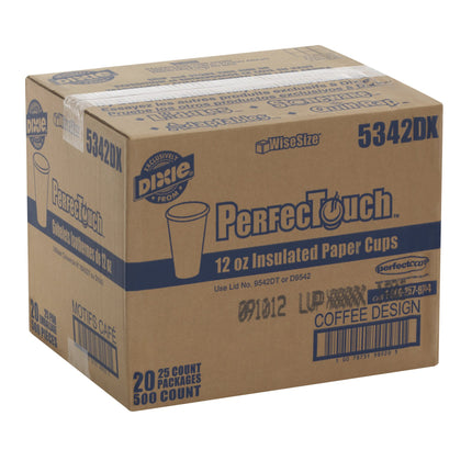 Georgia-Pacific PerfecTouch 5342DX WiseSize Coffee Dreams Insulated Paper Cup, 12oz Capacity (Case of 20 Sleeves, 25 per Sleeve)