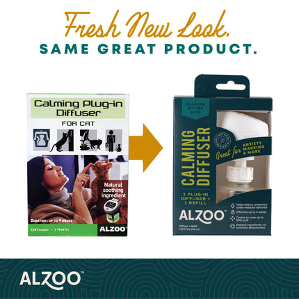 ALZOO Calming Diffuser Refill for Cats, Helps Reduce Unwanted Stress-Induced Behavior, 100% Plant-Based Active Ingredients, Covers Up to 500 Sq. Ft, 1.52 Fl. Oz.