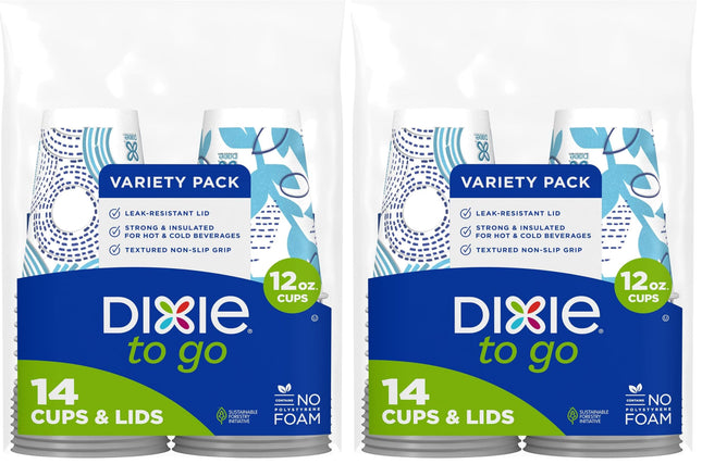 Dixie To Go Paper Coffee Cups With Lids, 12 oz, 156 ct, Disposable Insulated Paper Cups for On-The-Go Hot or Cold Beverages