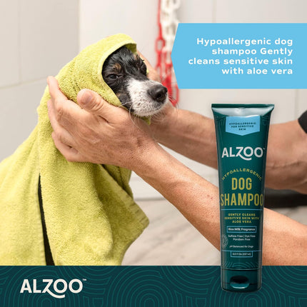 ALZOO Hypoallergenic Bundle for Dogs, Grooming Wipes and Sensitive Shampoo, 100% Plant-Based Active Ingredients, Made in USA