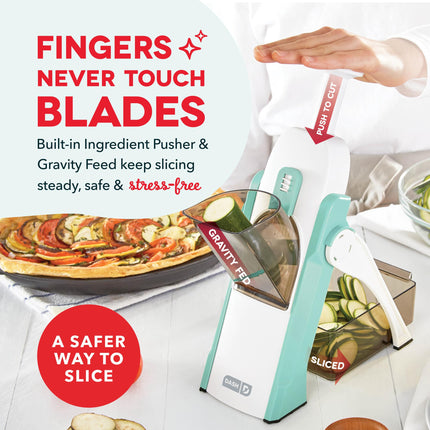 DASH Safe Slice® Mandoline Slicer, Julienne + Dicer for Vegetables, Meal Prep & More with 30+ Presets & Thickness Adjuster - Grey