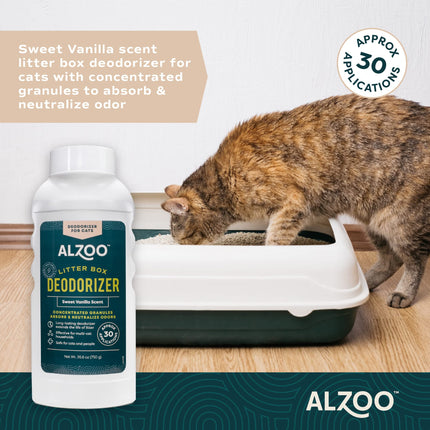 ALZOO Cat Litter Deodorizer, Concentrated Granules Absorb & Help Neutralize Odors, 100% Plant-Based Active Ingredients, Up to 30 Uses, Island Paradise Scent, 26.6 Oz., Pack of 2