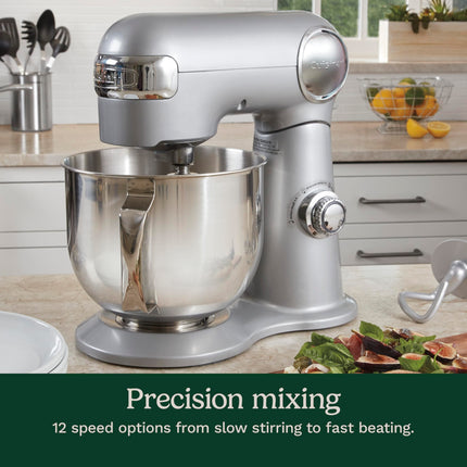 Cuisinart SMD-50CRM Precision Pro 5.5-Quart Digital Stand Mixer with 12-Speeds, 3 Preprogrammed Food Prep Settings, Mixing Bowl, Chef's Whisk, Flat Mixing Paddle, Dough Hook, and Splash Guard, Cream
