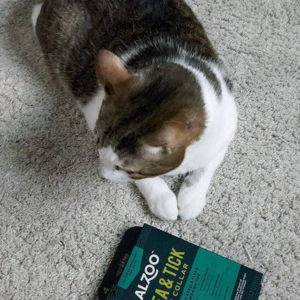 ALZOO Natural Flea & Tick Cat Collar, Helps Repel Fleas, Ticks & Mosquitoes, Plant-Based Active Ingredients, Phthalates and PVC Free, Up to 8 Months Protection, Pack of 2