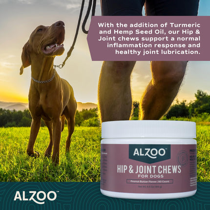 ALZOO Allergy Chews for Dogs, 100% Plant-Based Active Ingredients, Peanut Butter Flavor, 90 Count