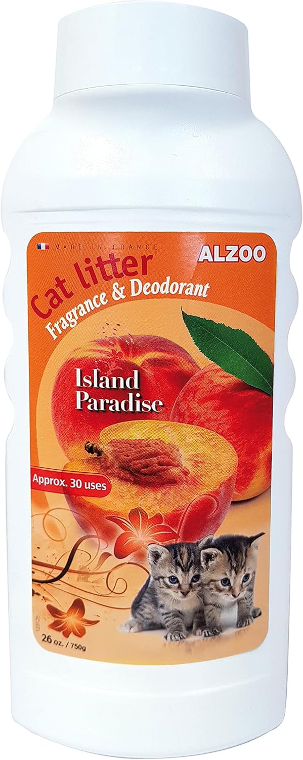 ALZOO Cat Litter Deodorizer, Island Paradise Scent - Neutralize and prevent odor formation -- Prolong the life of your litter -- 26 oz - about 30 uses