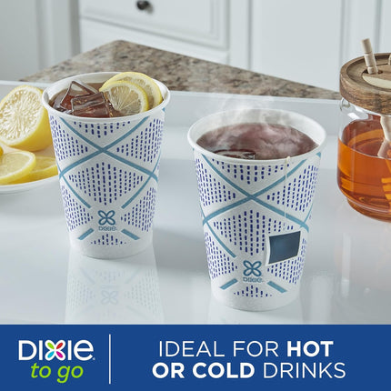 Dixie To Go Paper Coffee Cups, 12 oz, 132 ct, Disposable Insulated Paper Cups for On-The-Go Hot or Cold Beverages