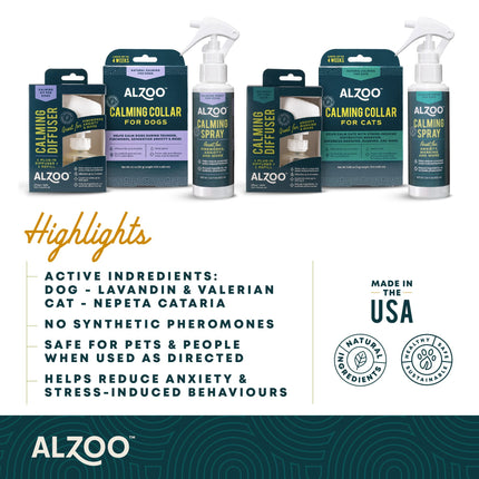 ALZOO Calming Diffuser Kit for Dogs, Includes 1 Plug-in Diffuser & 1 Refill, Helps Reduce Unwanted Stress-Induced Behavior, 100% Plant-Based Active Ingredients, Covers Up to 500 Sq. Ft, 1.52 Fl. Oz.