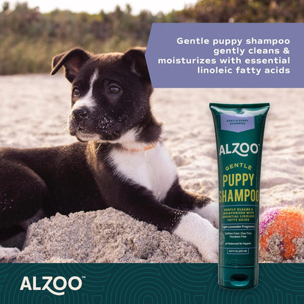 ALZOO Puppy Bundle, Grooming Wipes and Gentle Puppy Shampoo, 100% Plant-Based Active Ingredients, Made in USA