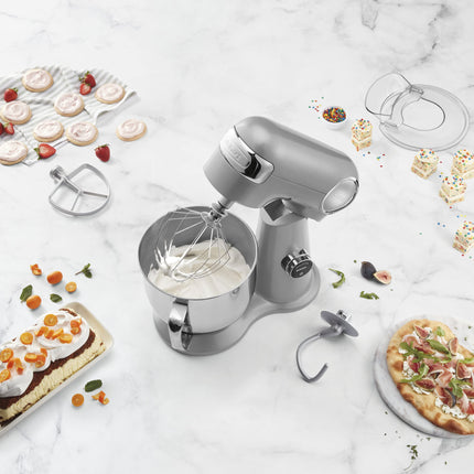Cuisinart SMD-50CRM Precision Pro 5.5-Quart Digital Stand Mixer with 12-Speeds, 3 Preprogrammed Food Prep Settings, Mixing Bowl, Chef's Whisk, Flat Mixing Paddle, Dough Hook, and Splash Guard, Cream