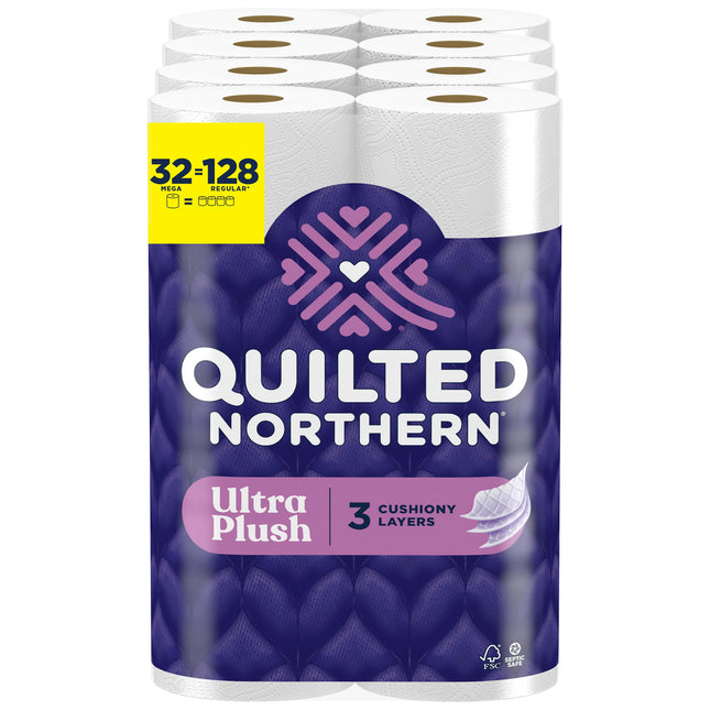 Quilted Northern Ultra Plush Toilet Paper, 18 Mega Rolls = 72 Regular Rolls, 3X Thicker*, 3 Ply Soft Toilet Tissue