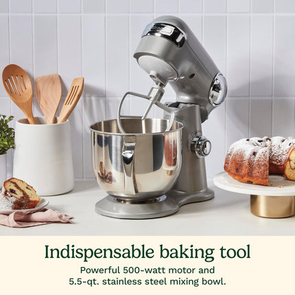 Cuisinart SMD-50CRM Precision Pro 5.5-Quart Digital Stand Mixer with 12-Speeds, 3 Preprogrammed Food Prep Settings, Mixing Bowl, Chef's Whisk, Flat Mixing Paddle, Dough Hook, and Splash Guard, Cream
