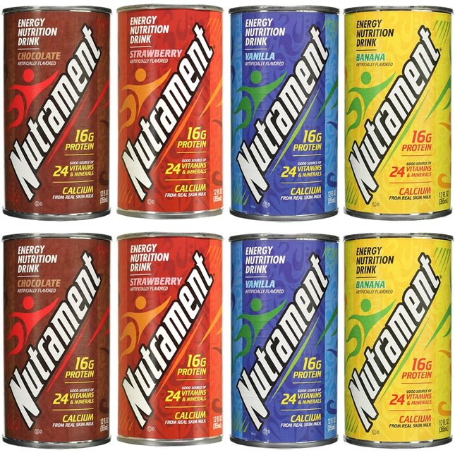 Nutrament Nutritional Drink, Meal Replacement, Energy Nutrition drink, 4 Flavor Variety Pack, 12 Ounce (Pack of 8)