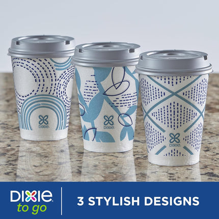 Dixie To Go Paper Coffee Cups With Lids, 12 oz, 66 ct, Disposable Insulated Paper Cups for On-The-Go Hot or Cold Beverages