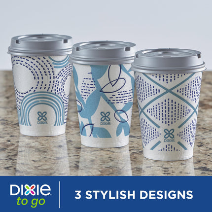 Dixie To Go Paper Coffee Cups With Lids, 12 oz, 156 ct, Disposable Insulated Paper Cups for On-The-Go Hot or Cold Beverages
