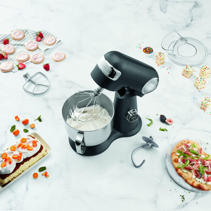 Cuisinart SMD-50CRM Precision Pro 5.5-Quart Digital Stand Mixer with 12-Speeds, 3 Preprogrammed Food Prep Settings, Mixing Bowl, Chef's Whisk, Flat Mixing Paddle, Dough Hook, and Splash Guard, Cream